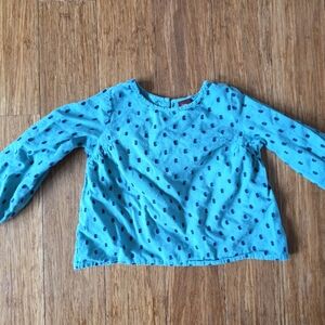 Girls Teal Polka Dot Long Sleeve Top